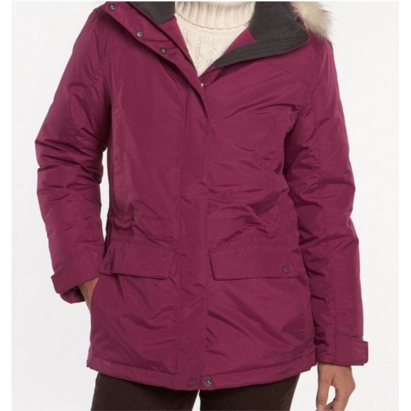 LL Bean Purple Baxter State Park Parka Coat Fur Down Hood M Vtg Pockets Quilted - Picture 1 of 16